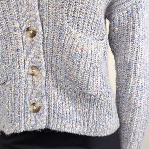 Madewell Speckled Ribbed Cardigan Sweater Slouchy Grandpa Buttoned Vneck Rainbow - Picture 6 of 12